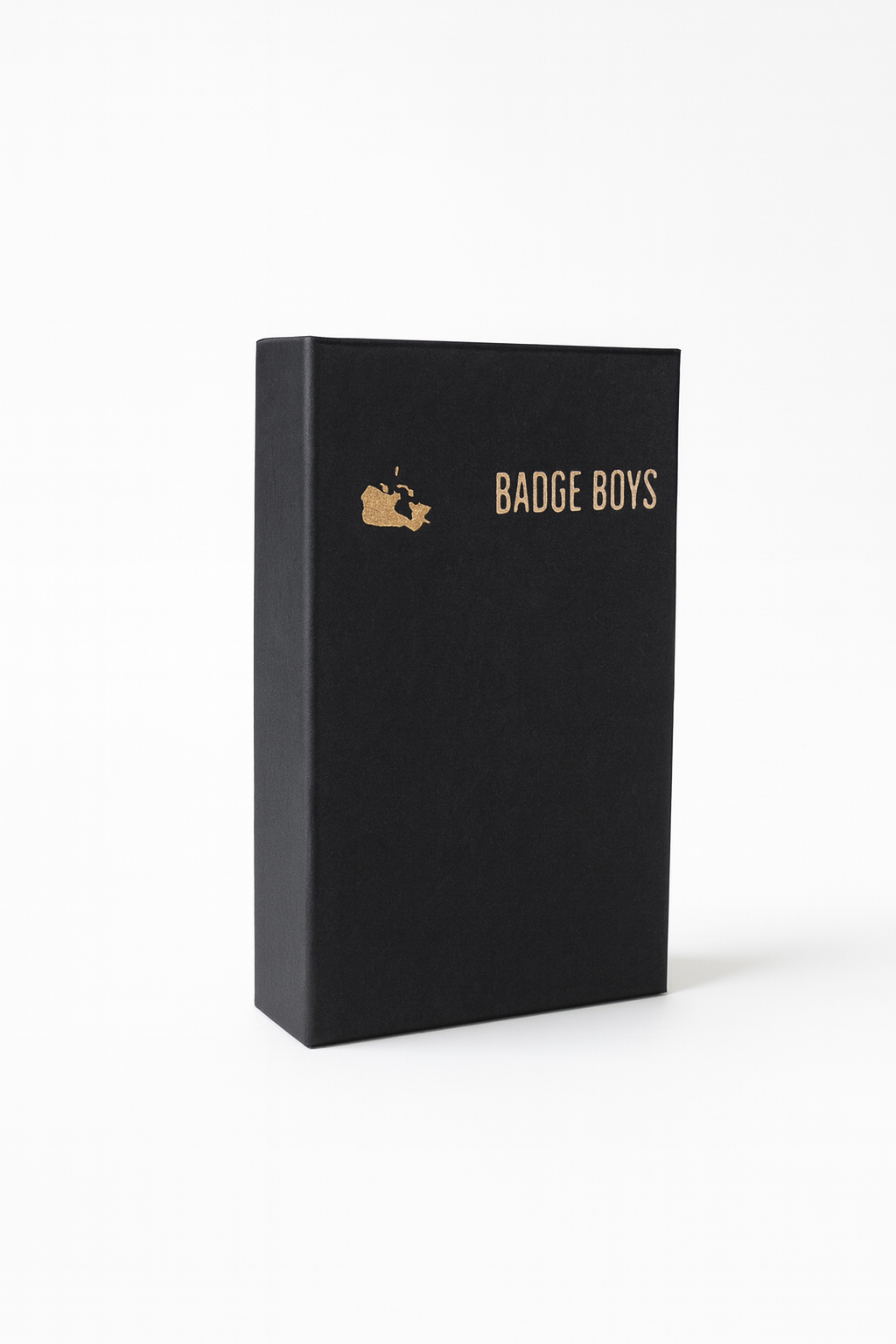 Black book with 'Badge Boys' branding on a white background