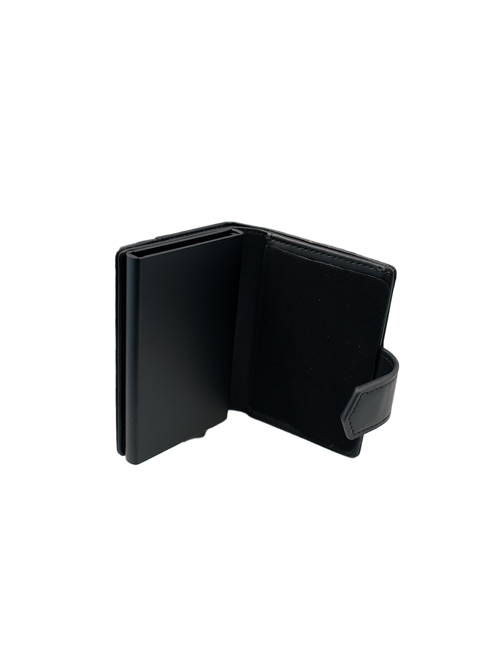 Black leather wallet on a white background