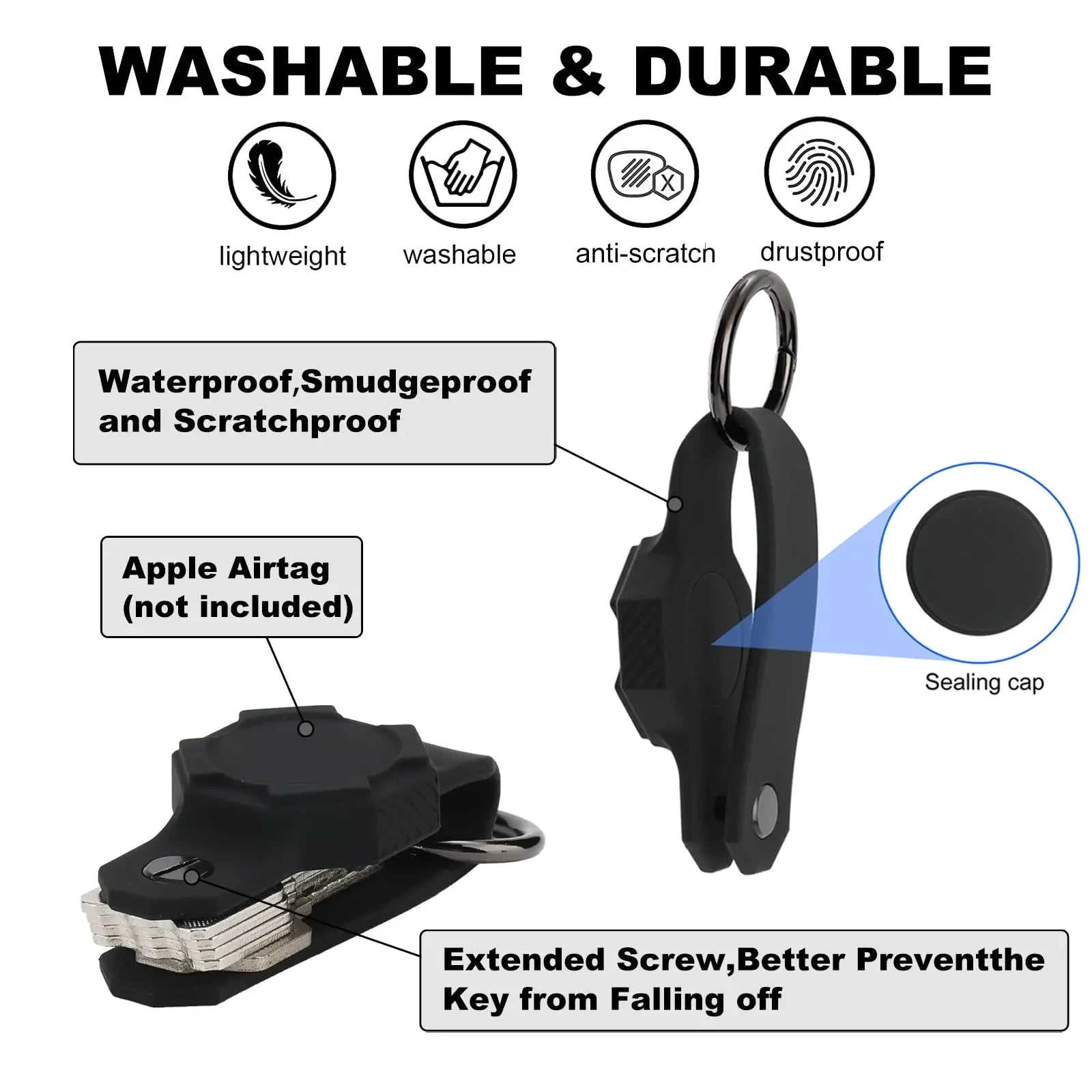 Silicone Keychain with Apple Airtags Slot