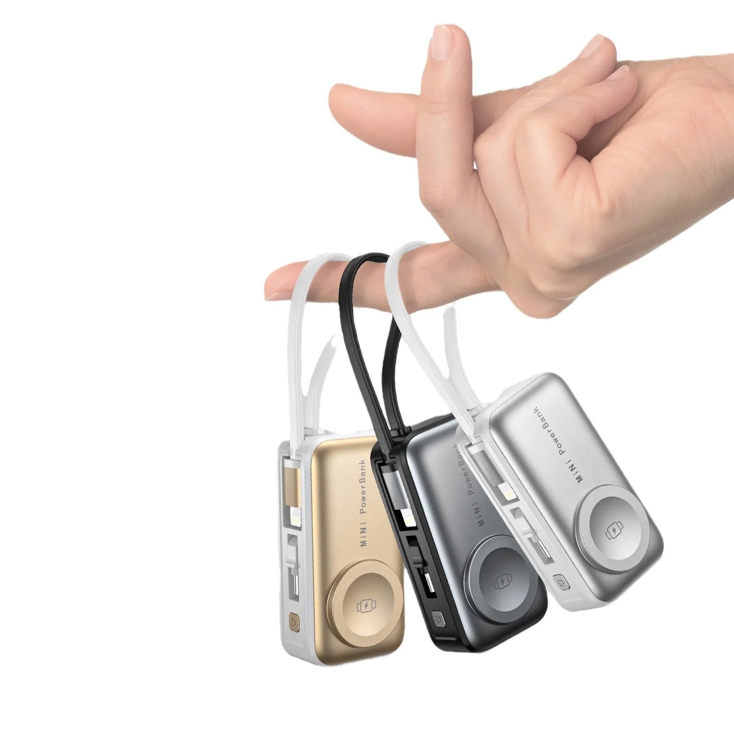 3-in-1 Portable Power Bank with Built-In Cables