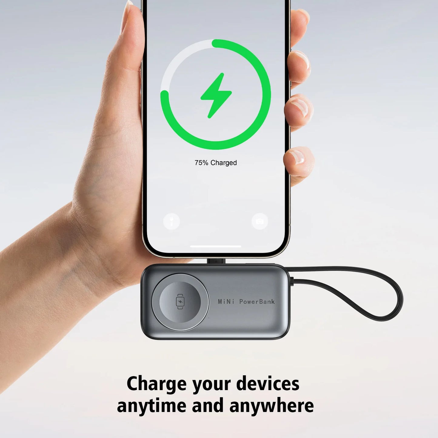 3-in-1 Portable Power Bank with Built-In Cables