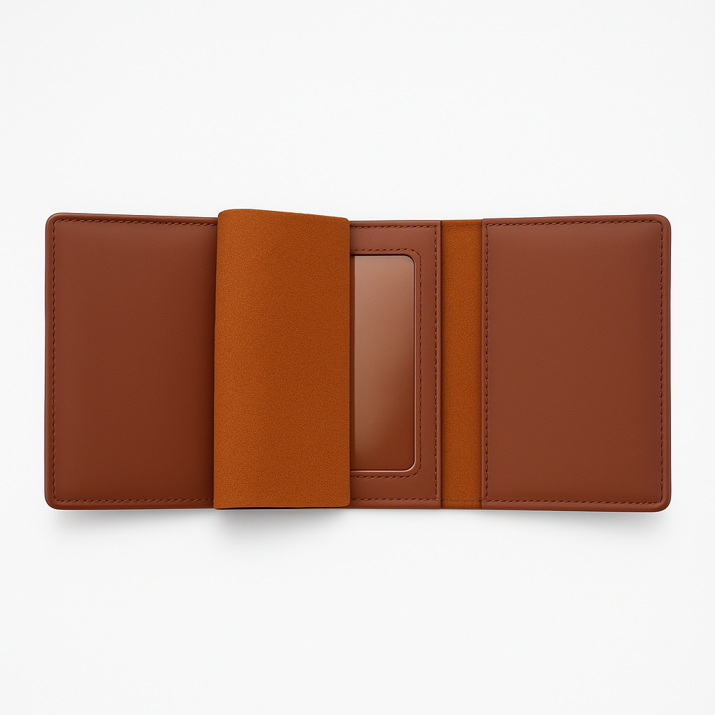 Brown leather wallet on a white background