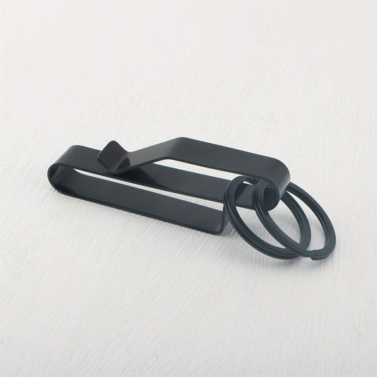 Belt Key Holder – Heavy-Duty Stainless Steel Clip with Loop Key Ring (1 or 2 Pack)