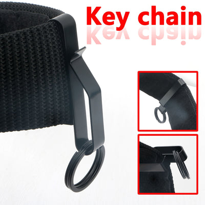 Black key chain with hook on white background