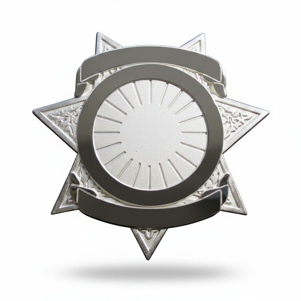Decorative star-shaped object with a central circular design on a white background