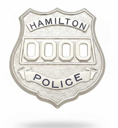 Hamilton Police badge on a white background