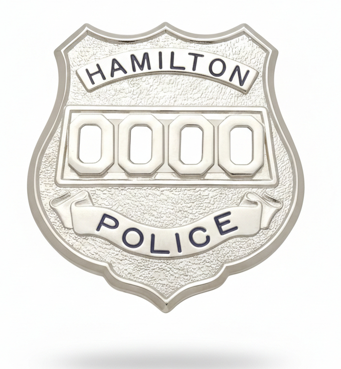 Hamilton Police badge on a white background