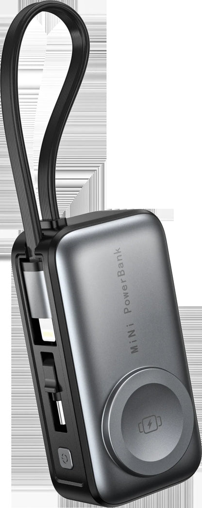 3-in-1 Portable Power Bank with Built-In Cables