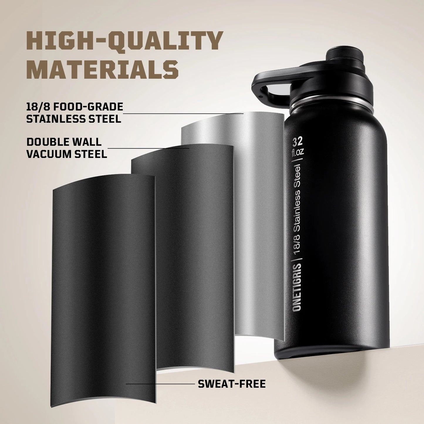 Tactical 32oz Vacuum Insulated Stainless Steel Water Bottle