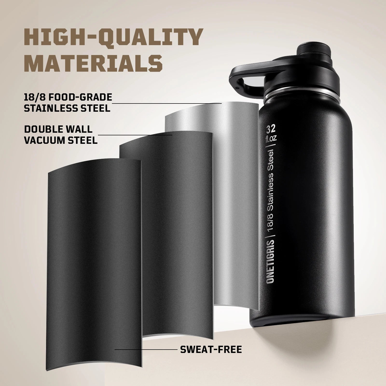 Tactical 32oz Vacuum Insulated Stainless Steel Water Bottle
