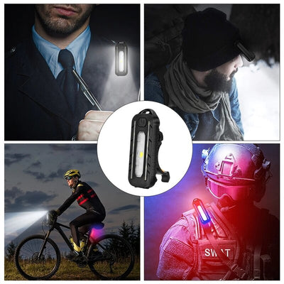 BadgeBoys Lampe de poitrine – Lampe de police LED rouge et bleue rechargeable avec clip – Achetez-en un, obtenez-en un à 50 % de réduction