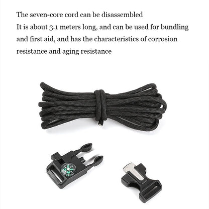 Black seven-core cord with two attachments on a white background
