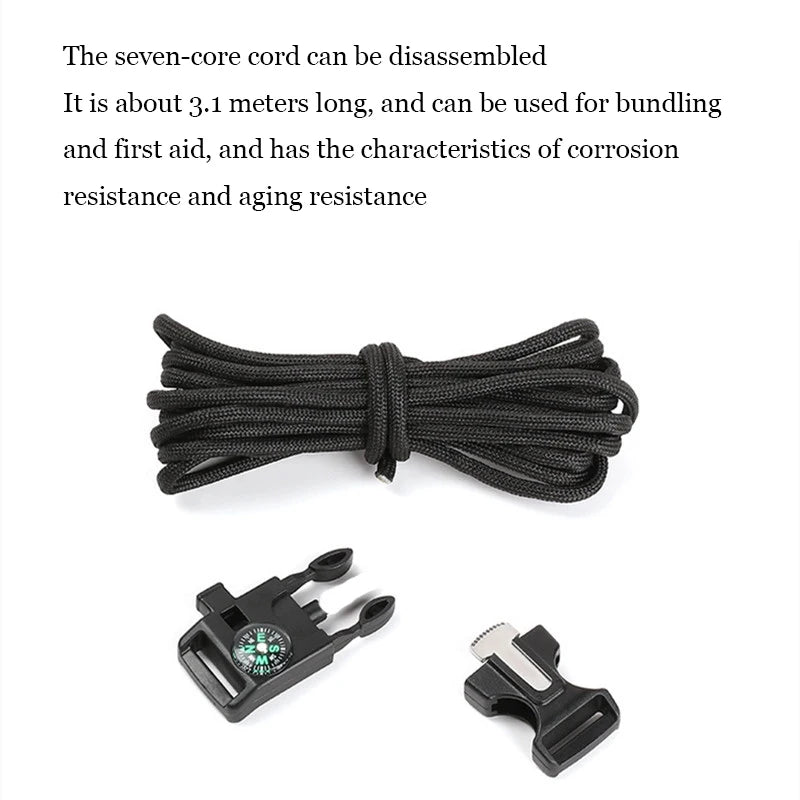 Black seven-core cord with two attachments on a white background