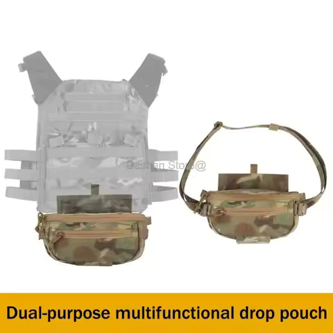 Dual-purpose multifunctional drop pouch with camouflage design on a white background