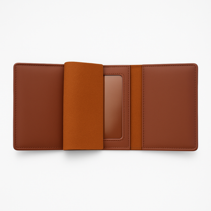 Brown leather wallet on a white background